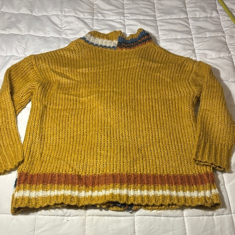 Buckle BKE Mustard Yellow with Stripes Open Cardigan Sweater - Picture 9 of 9